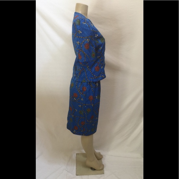 VTG Papéll Boutique Sz 8 Blue Chain Print 2pc Set - Picture 3 of 8